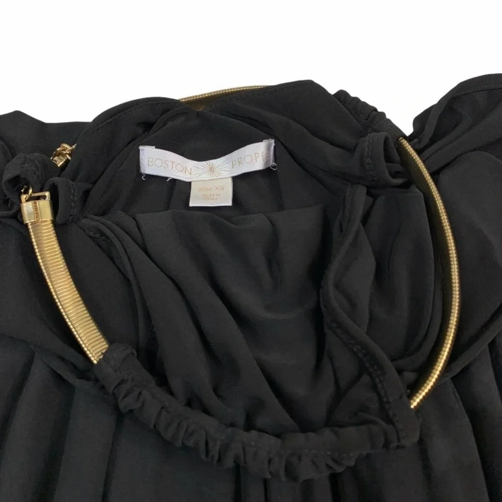 Boston Proper High Neck Cold Shoulder Dress Little Black Dress Size XS to small - Picture 3 of 7